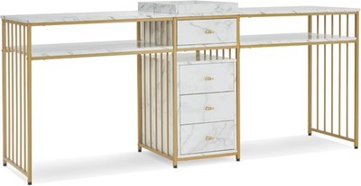 BarberPub Double Acetone Resistant Manicure Table Beauty Storage Nail Desk 2456