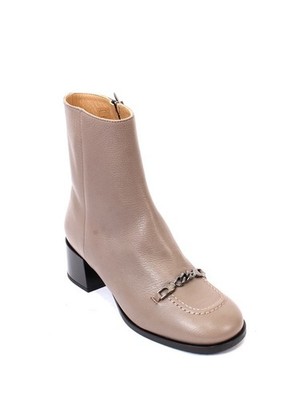 MOT-CLe 2193a Beige Leather Zip-Up Ankle Boots 41 / US 11