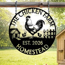 Personalized Chicken Farm Metal Sign, Custom Homestead Wall Decor