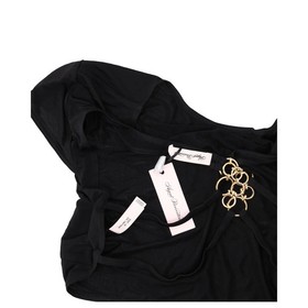 AGENT PROVOCATEUR Women Top Silver Chain Black Crew Neck Short Sleeve 16 RRP160