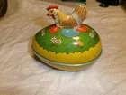 J. Chein Tin Litho Chicken/Hen Sitting on an Egg