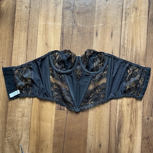 Vintage Christian Dior Black Satin & Lace Corset Bustier Size 36B Underwire - Picture 15 of 21