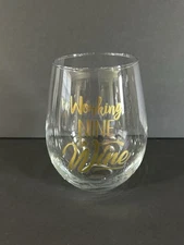 Working Nine To Wine 31.5oz Giant Wine Glass Stemless Funny Quote Dine Bar Drink
