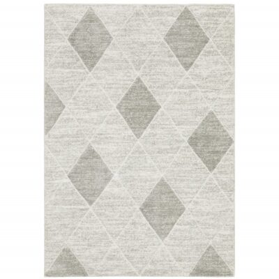 #ad #ad 5#x27; X 8#x27; Grey And Ivory Geometric Power Loom Stain Resistant Area Rug $268.86