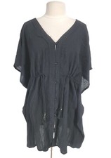 Old Navy Womens Black Boho Mini Dress Size S Tie Waist Short Sleeve 207P