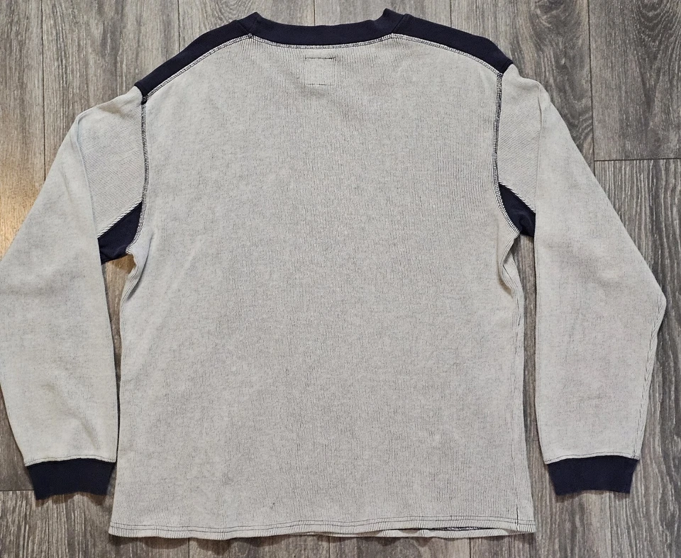 Vintage Guess USA Thermal Long Sleeve T Shirt Milk Navy Blue Men's Size Lrg RARE - Image 4 of 4