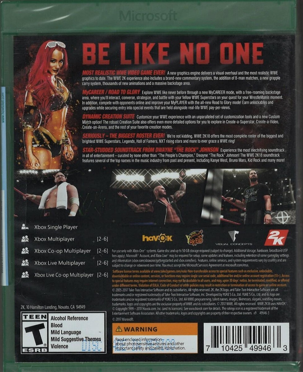 WWE 2K18 Xbox One (Brand New Factory Sealed US Version) Xbox One