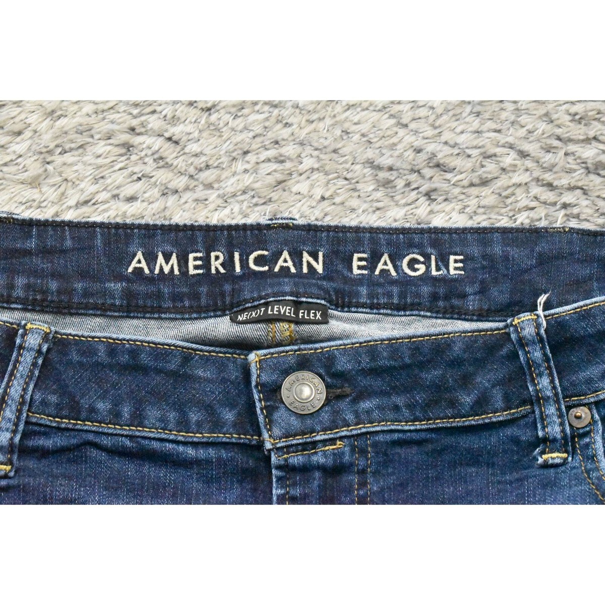 (No 0707) AMERICAN EAGLE 22インチ ブルー American Eagle Outfitters Mens Blue Flat Front Distressed