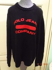 Vintage Ralph Lauren Polo black spellout label 100 cotton knitted sweater M/L