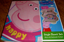Image of Peppa Pig 'STORM' reversible designs happy size SINGLE Duvet Cover PINK Bedding