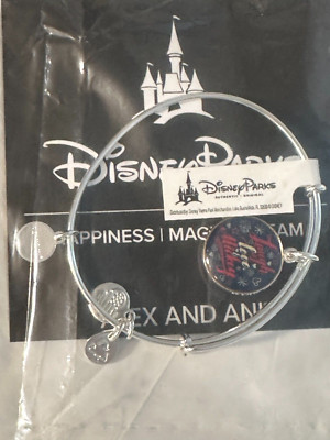 DISNEY ALEX AND ANI BANGLE CHARM BRACELET LAUGH LOVE & MICKEY SILVER