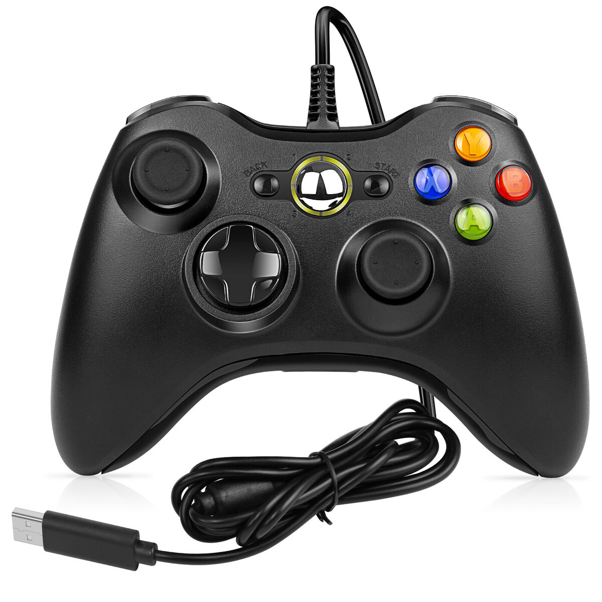 Black USB Wired Dual Shock Gamepad Game Controllers for Microsoft Xbox 360  / PC