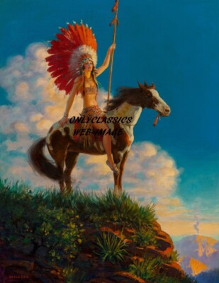 1931 Edward Eggleston Indian Maiden on Horse Pin-Up Art Print Magnificent Pose