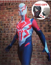 2099 Ultimate Spider-Man Costume Zentai Spiderman Cosplay Halloween White w/Red
