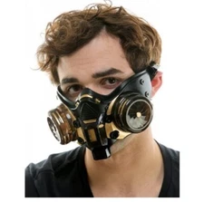 Cyberpunk Half Mask - Light Up - Black/Gold - Costume Accessory - One Size