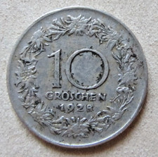 Österreich 10 Groschen 1928 sehr schön mit Verschmutzungen