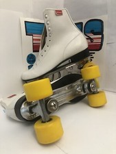 Vintage Rare Chicago Roller Skates White Yellow Wheels Ladies Size 11