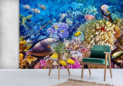 3D Coral Fish G11617 Wallpaper Wall Murals Removable Self-adhesive Honey