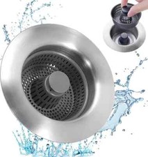 2 Pack-3-in-1 Kitchen Sink Drain Strainer Stainless Steel Pop Up Sink Stopper