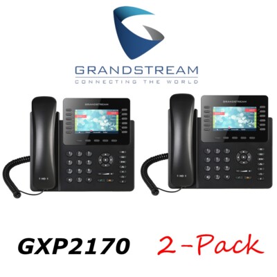 2 Pack Grandstream GXP2170 12-Line Office Phone Color Display Dual Gigabit