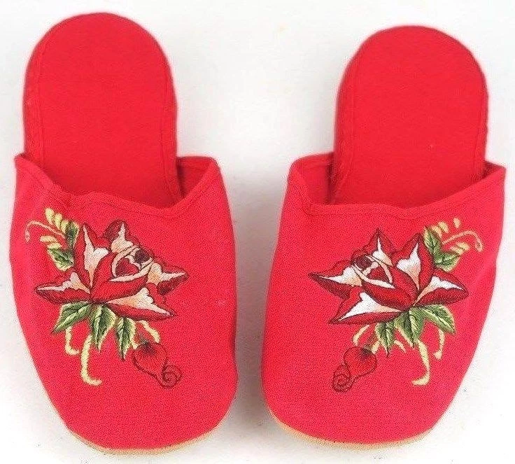Red slippers best sale womens