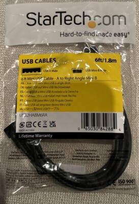 StarTech 6 ft. Mini USB Cable - A Male to Right Angle Mini-USB B Male (5 pin)