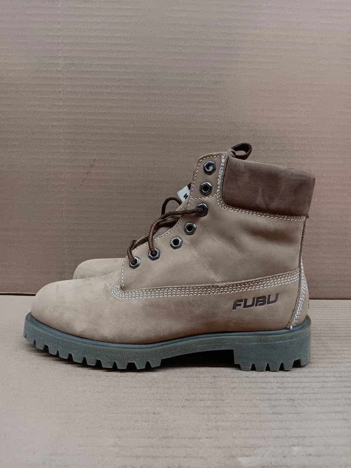 Fubu Brown Round Toe Comfort Lace-Up Ankle Work Kids Boots Sand Size 4.5 /5 - Image 2 of 4