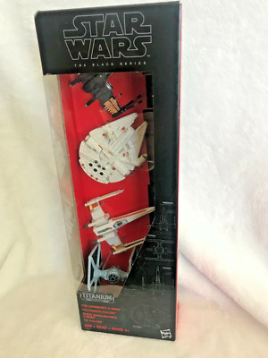 Neu 2015 Hasbro Disney Star Wars Black Titanium Serie 4 Fahrzeug Druckguss Schiffe