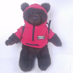 LL Bean Vintage Plush Teddy Bear With Red Anorak Jacket And Blue Day Pack 17â | eBay