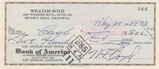 William Boyd- Signed Vintage Bank Check (Hopalong Cassidy)