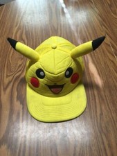 Pokemon Pikachu Face Snapback Hat With 3D Ears Trucker Baseball Hat Yellow