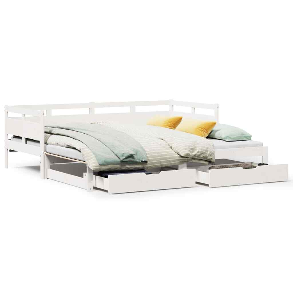 Letto Estraibile con Cassetti senza Materasso Bianco 90x190 cm