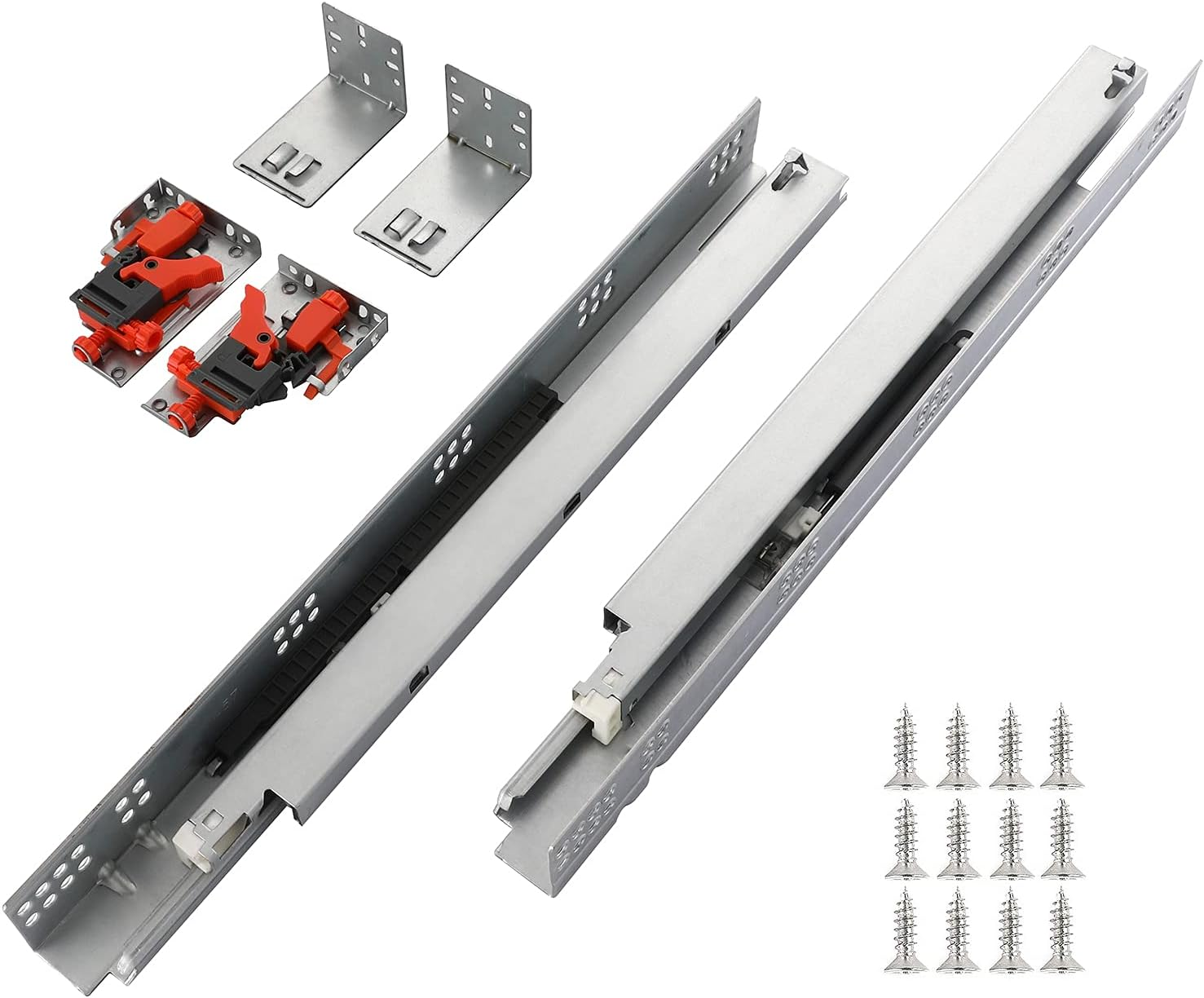 6 Pairs 21-Inch Undermount Soft Close Drawer Slides Full Extension Concealed Cabinet Hardware