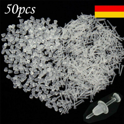 50 Stk Kunststoff-Stielgummi durchsichtiger Anti-Allergie-Ohrstecker-Ersatzoim