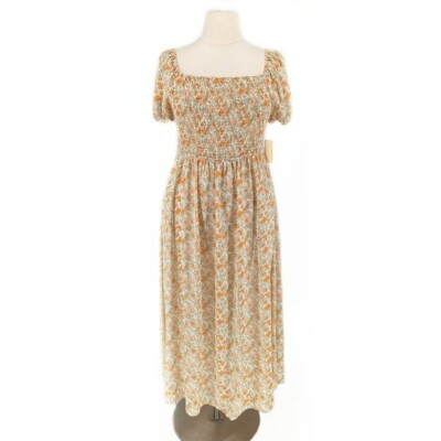 NEW Pies in the Sky Floral Lace Up Back Maxi Dress Orange 3X bohemian peasant