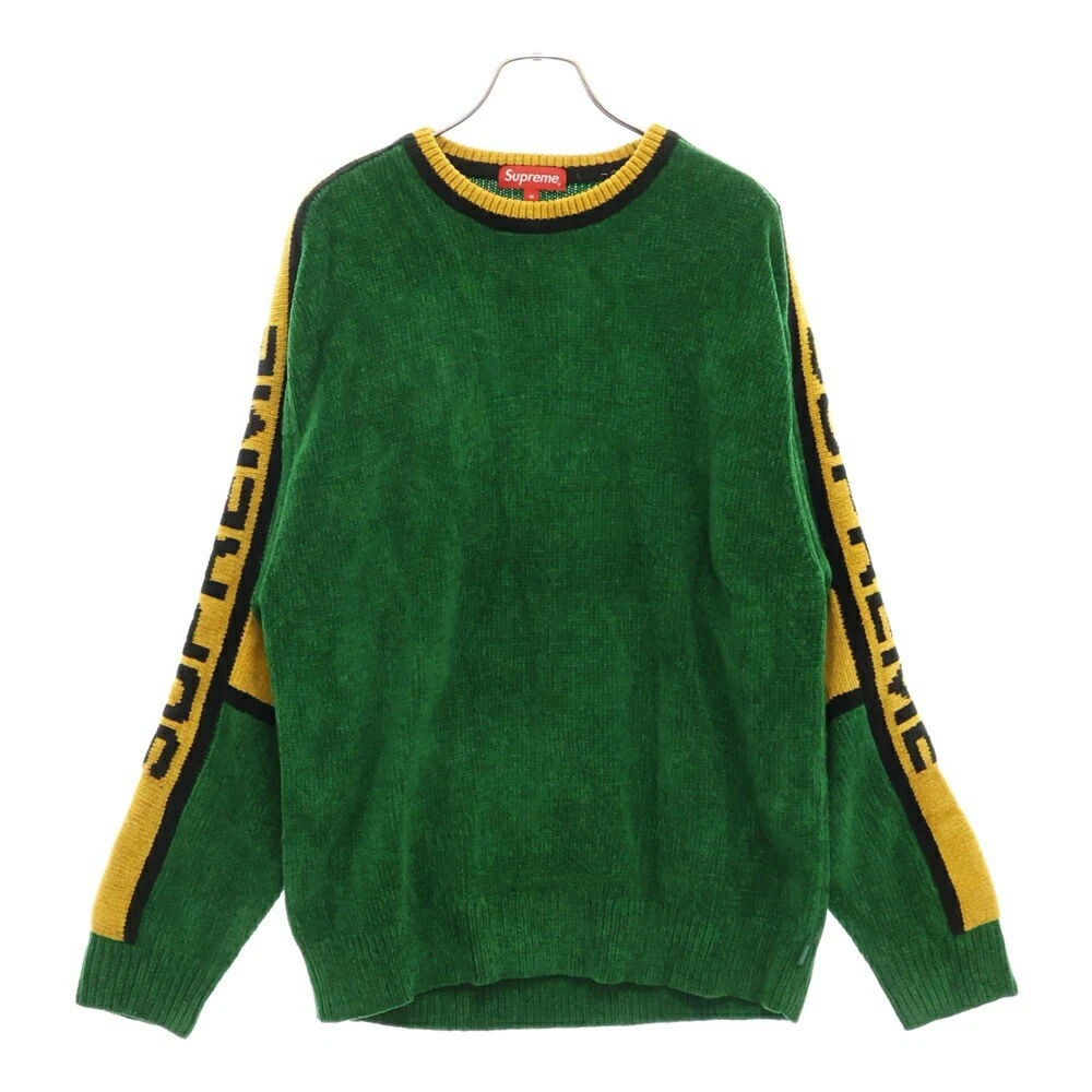 Pull chenille rayé Supreme taille M 22Aw tricot couleur vert pavage Fks60