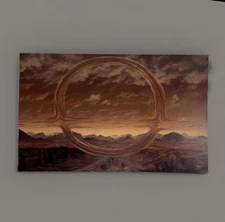 Original Nature Oil Painting Mountain Canyon Surreal Landscape Warm Tone Mikah