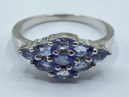 Beautiful Vintage Sterling Silver & Faceted Amethyst Gemstone Ring Size J