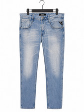 Replay Anbass Men's Jeans W34 L32 Blue Stretch Regular Fit Zip Fly Denim Slim