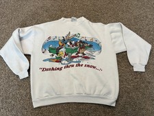 90  s Taz Bugs Tweety Daffy Sweatshirt Looney Tunes  DASHING THROUGH THE SNOW  L