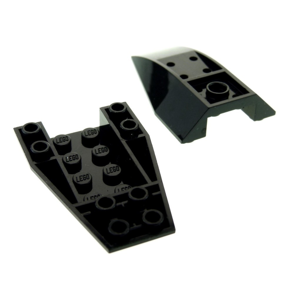 2x Lego Roof Brick 6x4x1 Black Inverted Curved Wedge Slope 4180469 43713