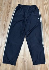 Vintage Y2k Adidas Baggy Drawstring Sweatpants Black white stripes mens L lined