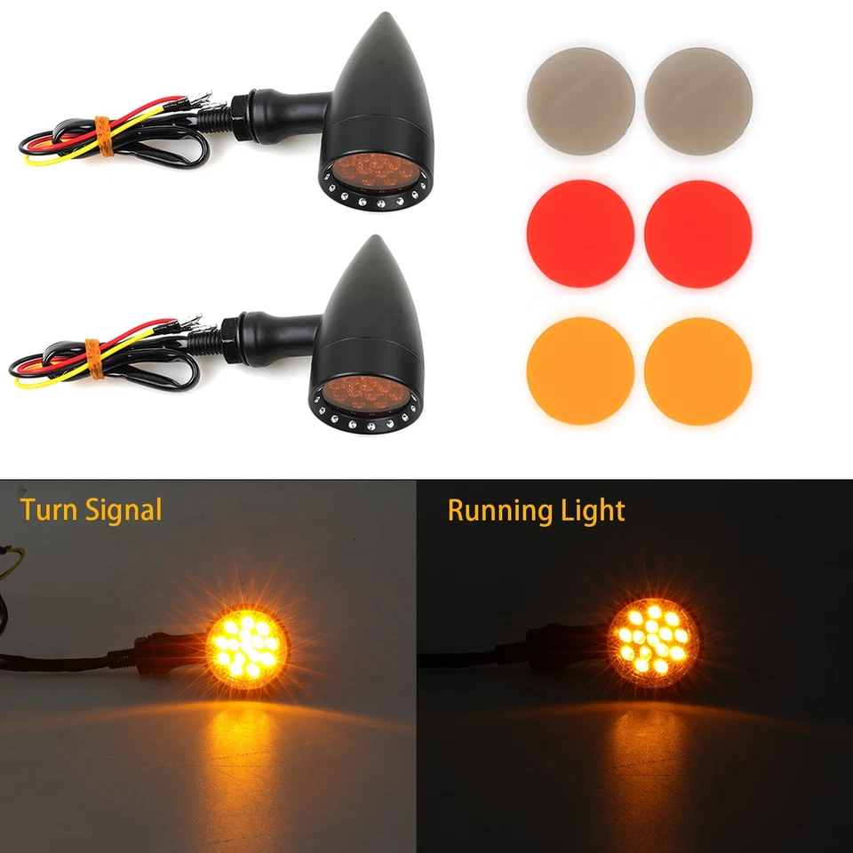 2x Luces de bala de señal de giro ámbar para bobber Yamaha XV 250 500 535 750 920 1100 Foto 3 de 4