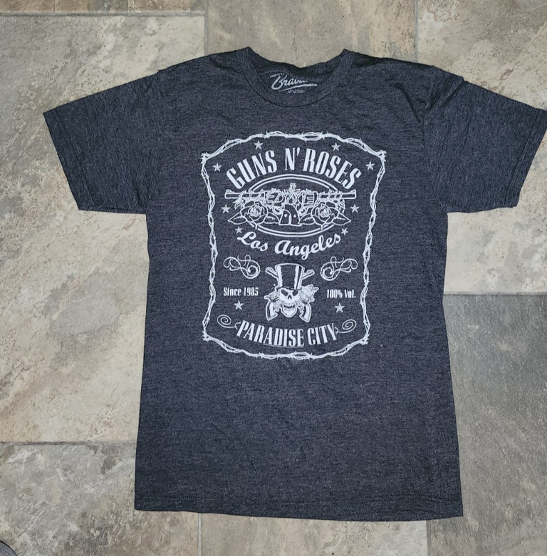 GUNS N ROSES men PARADISE CITY LOS ANGELES VINTAGE WASH T SHIRT heather gray S