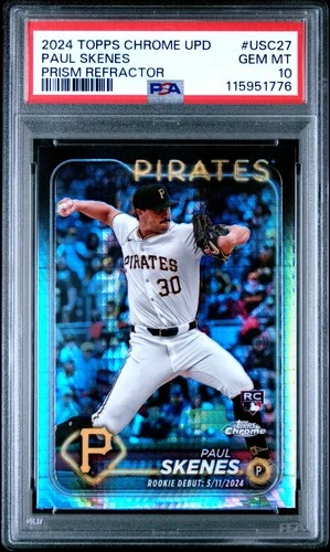 2024 Topps Chrome Update #USC27 Paul Skenes Prism Refractor Rookie PSA 10