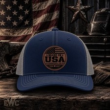 Richardson 112 Made In USA American Flag Leat...