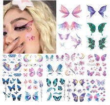 14 Sheets Glitter Butterfly Temporary Tattoos Sticker Small, Type1-Buterrfly