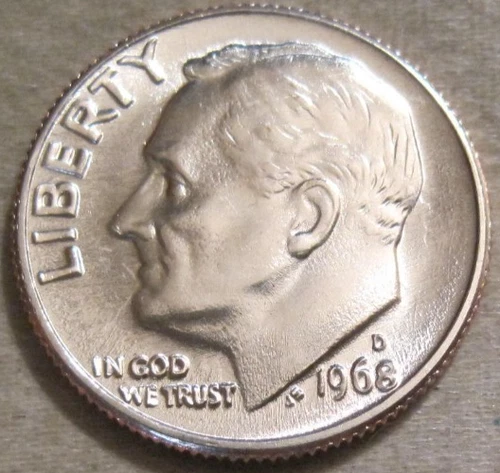 SELLING AS SHOWN - 1968 D UNCIRCULATED ROOSEVELT DIME ~ NICKEL CLAD COPPER ~ 791