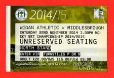 2014/15 WIGAN ATHLETIC 1-1 MIDDLESBROUGH CHAMPIONSHIP 22.11.14 *MINT* CONDITION