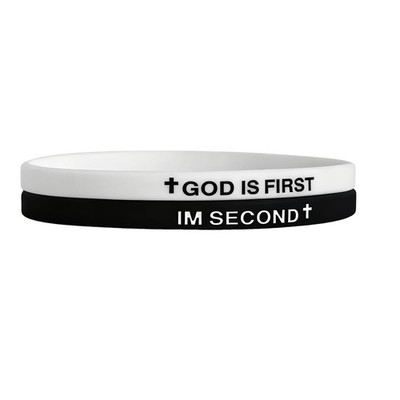 2 Pcs Silicon Religious Classic Bracelet God is First I am Second Bracelet  - 03